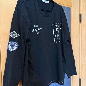 Women’s Black Long Shirt with Studded Design (oversized)